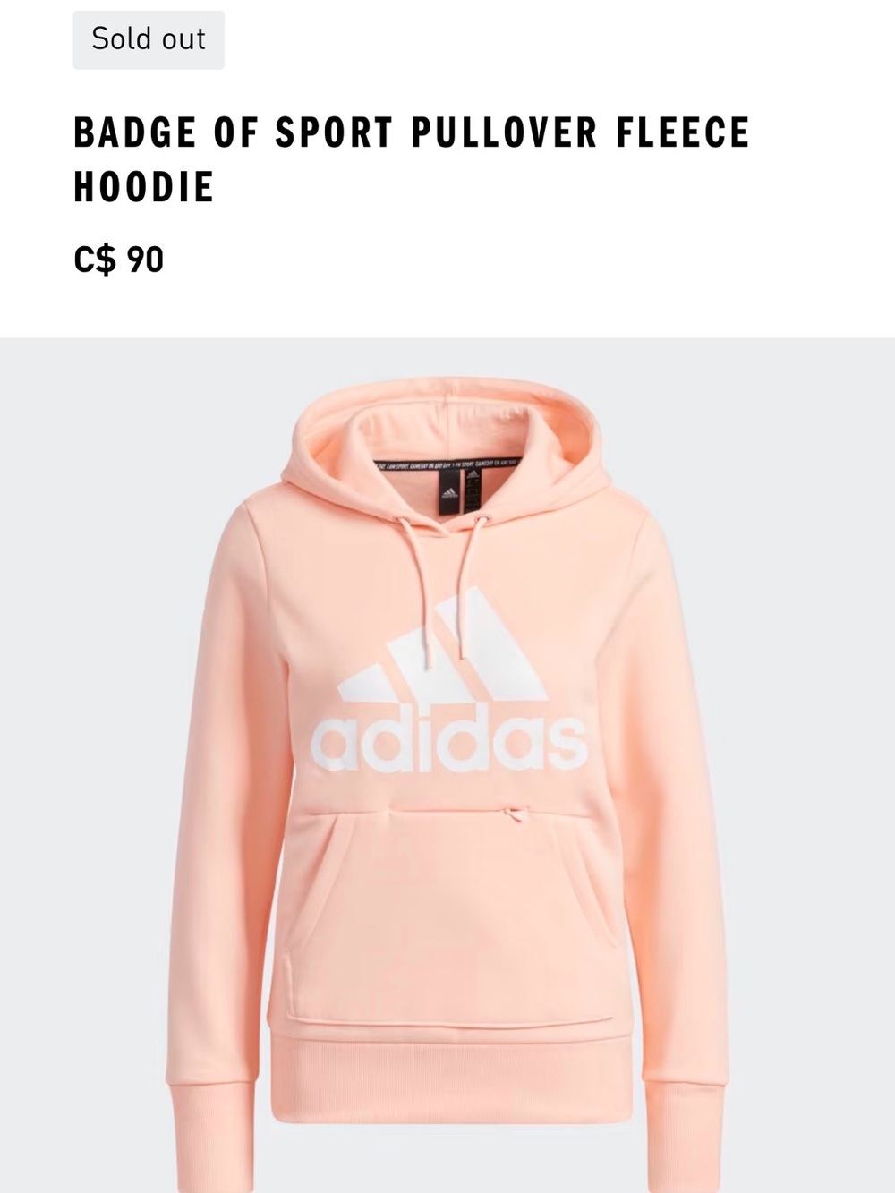 adidas Pullover Hoodie - Peach Pink